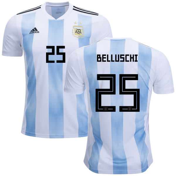 Argentina #25 Belluschi Home Kid Soccer Country Jersey